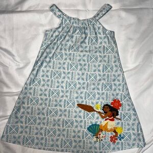 Disney Store Moana Swimsuit Coverup Girls Size 3 Blue White Sleeveless Beach
